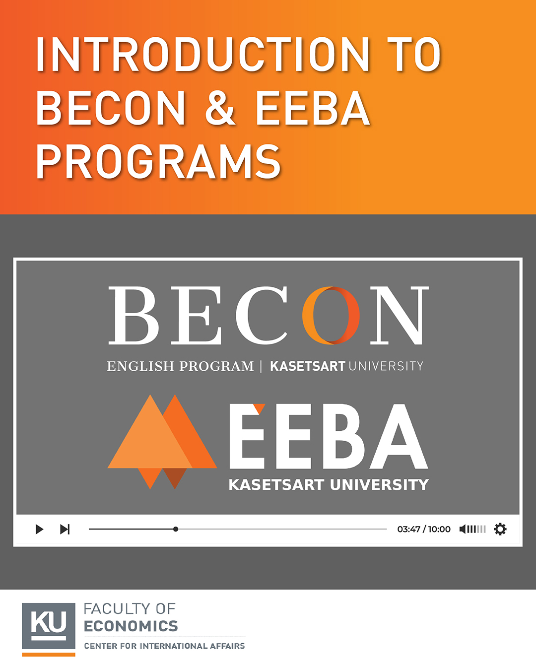Introduction to BECON & EEBA programs at Faculty of Economics, Kasetsart University