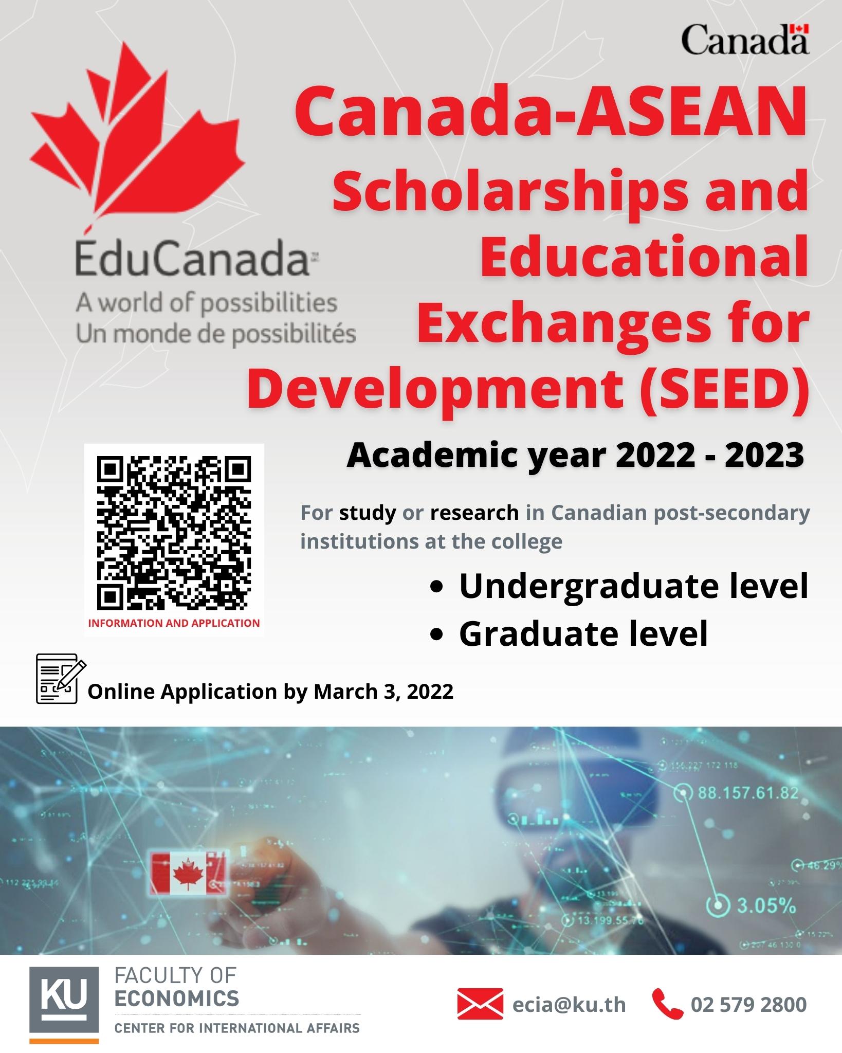 Canada-ASEAN Scholarships and Educational Exchanges for Development (SEED) 2022-2023