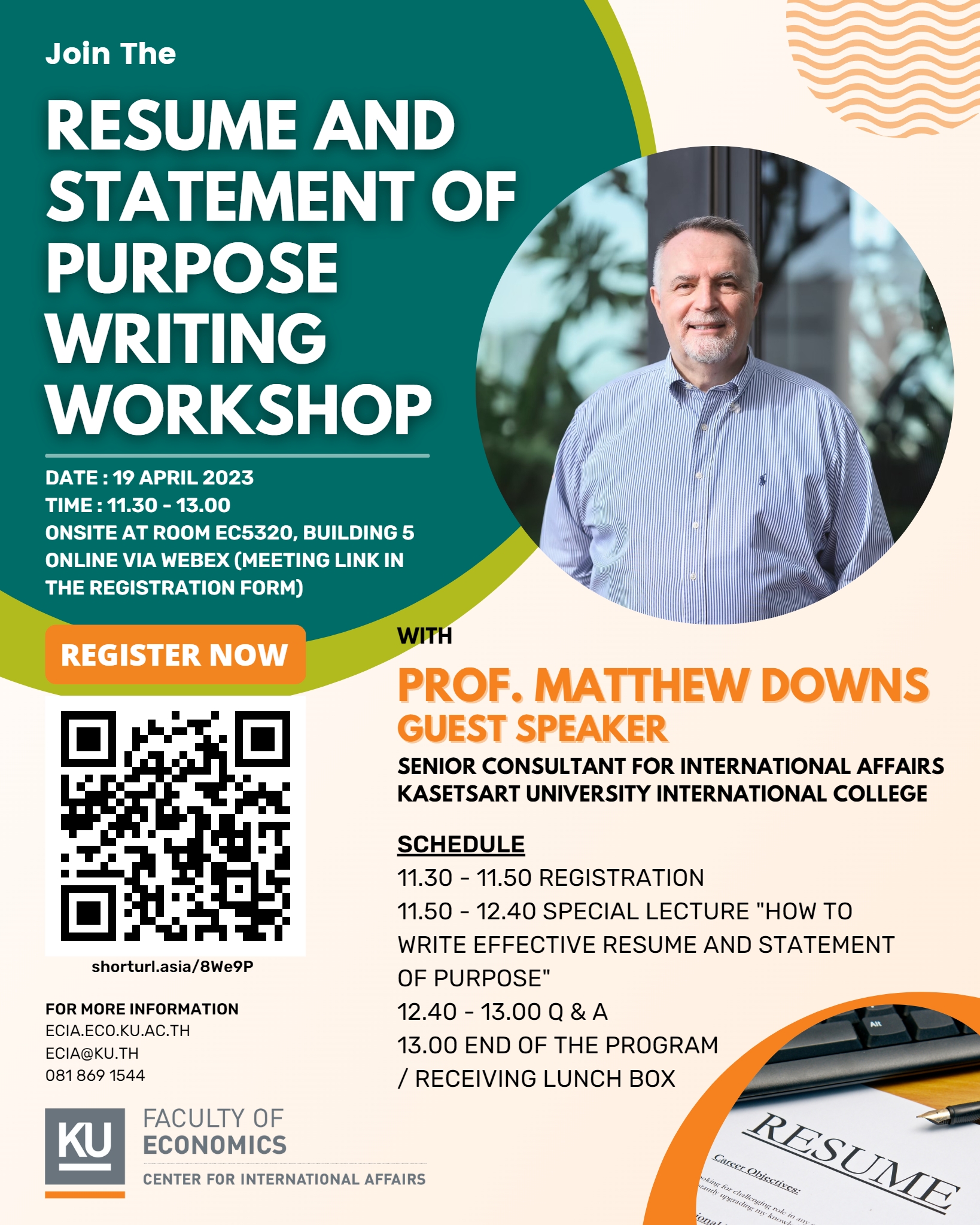 “Resume and Statement of Purpose Writing Workshop” on April 19th, 2023